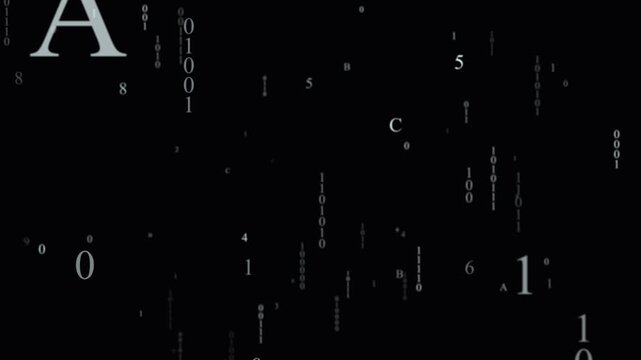 Abstract neon pink binary codes and data rain glitch motion graphic background loop futuristic digital technology cyber network connection system core design elements artificial intelligence computer 