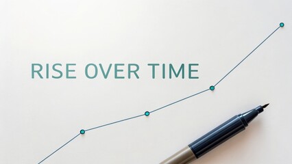 Naklejka premium A line graph showing upward growth over time with pen