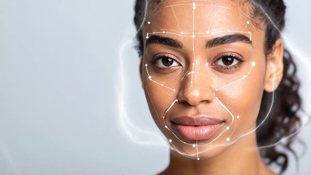 A young woman with facial mapping lines for cosmetic procedure planning