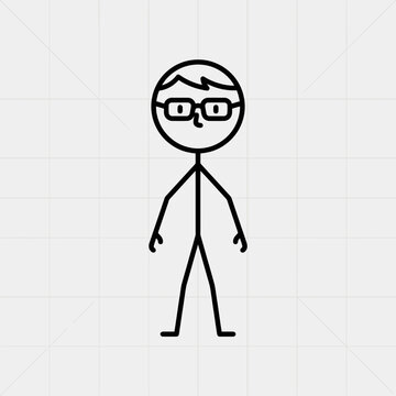 A simple stick figure with glasses.