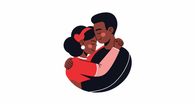 A tender embrace between a couple, their eyes closed in serene affection