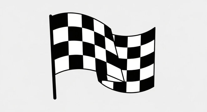 Waving checkered flag symbolizing finish line and victory.