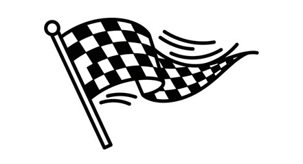 Waving Checkered Flag Symbolizing Victory and Racing. © Box