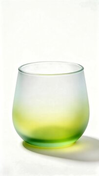 Gradient Green Frosted Glass Cup With Fruits and Green Plants, Outdoor Balcony Natural Light Scene Shooting product mockup photo E‑commerce marketing poster Background shooting scene