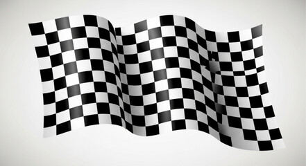 Waving Checkered Flag Symbolizing Victory and Racing. © Box