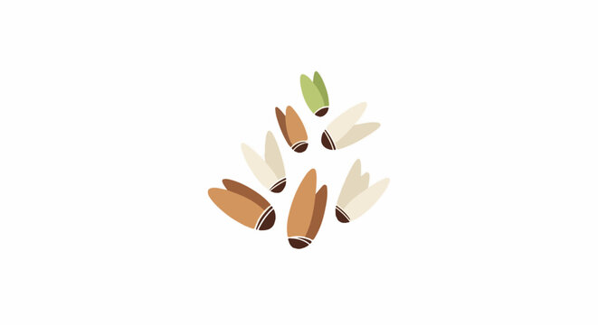 Abstract collection of shuttlecocks in earthy tones and green