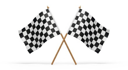 Fototapeta premium Two crossed black and white checkered racing flags