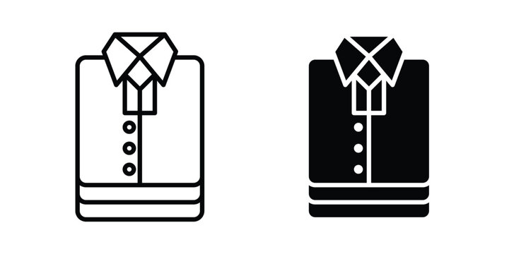 Stack of folded shirts icon design. Black outline pictogram