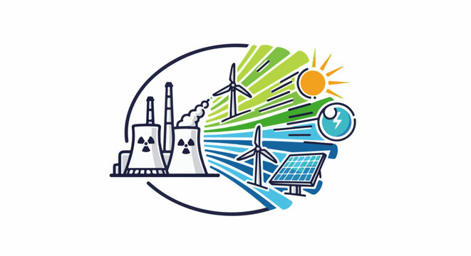 Diverse energy sources nuclear, wind, solar, and hydro power