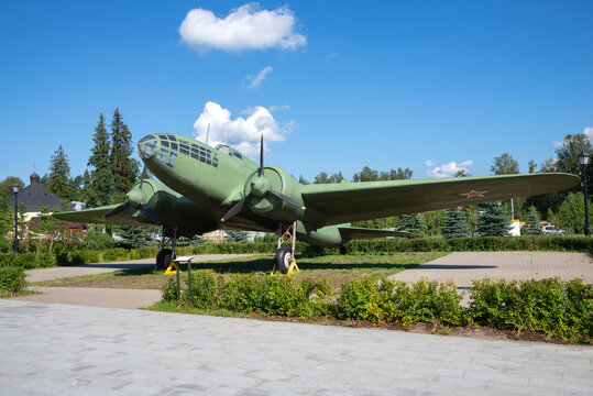 LENINGRAD REGION, RUSSIA - AUGUST 05, 2025: Soviet IL-4 bomber. The Road of Life, Vsevolozhsky district. Leningrad Region