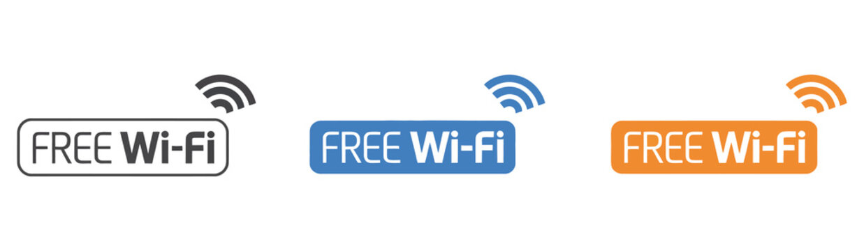 Connect to complimentary hotspots sign, label, and badge symbol isolated on white background,access and public internet connectivity icon, clean modern vector illustration.