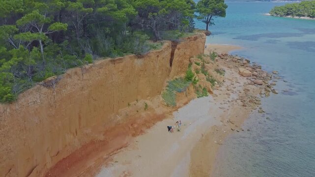 Golden Sand Beach Podbrizi on Vrgada Island, Croatia, Adriatic sea
