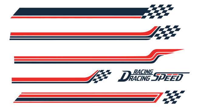 Racing Stripes Set: Speed, Chequered Flag Graphics, Sport Decals