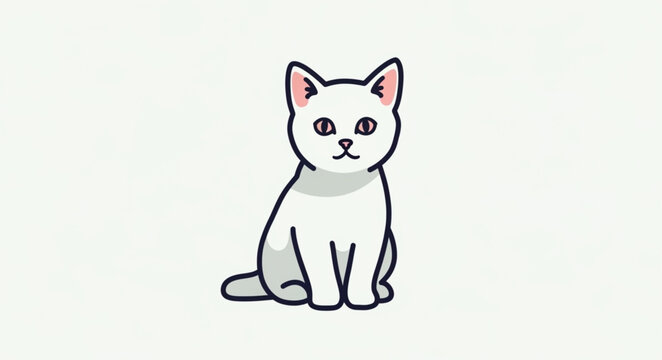 White Cat Sitting Alone.
