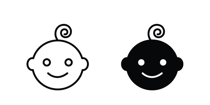 Baby face icon design. Black outline pictogram