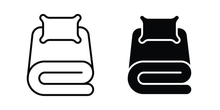 Bed linen icon design. Black outline pictogramaging design Vector illustrationsn with pillows icon design. Black outline pictogram