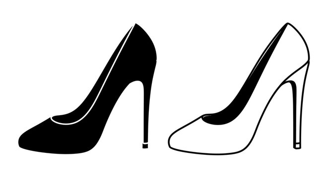 High heel shoes in black and white elegant footwear silhouette high quality professional detailed modern stylish clean