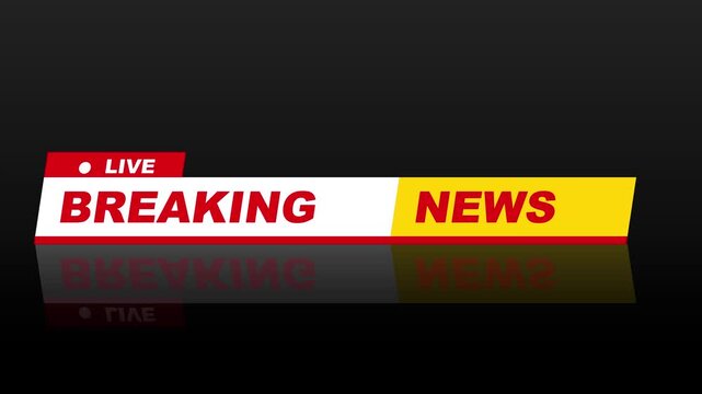 Breaking News Live Lower Third Graphic for Television Broadcast and Social Media Video Overlay on Dark Background with Reflection