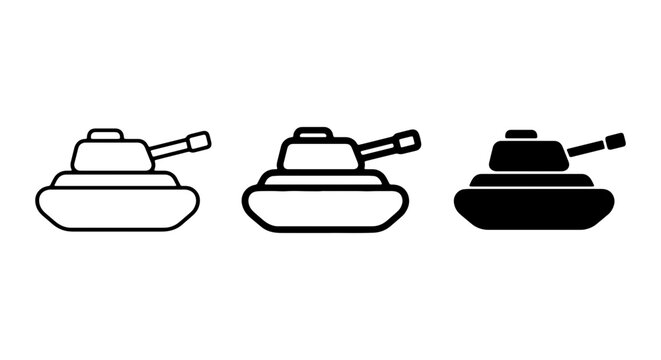 Military Tank Icons, Set of 3 Vector Graphics, Combat Vehicle Symbols