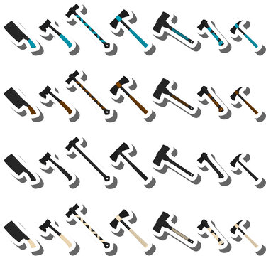 big kit steel axes with wooden handle