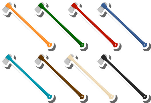 big kit steel axes with wooden handle