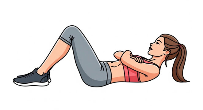 Woman Doing Crunches Exercise.