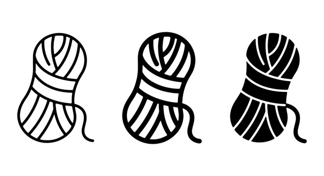 Yarn Ball Icons, Knitting Supplies, Crafting Elements, Vector Art