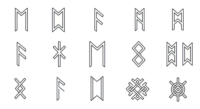Ancient Norse Runes Symbols - Elder Futhark Alphabet Collection