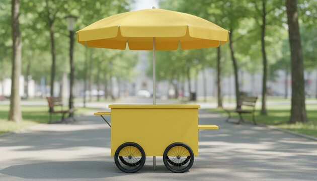 plain yellow street vending cart mockup