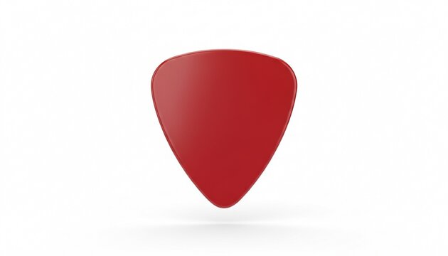 red color guitar pick mockup template, 3d illustration on isolated White backgroundd