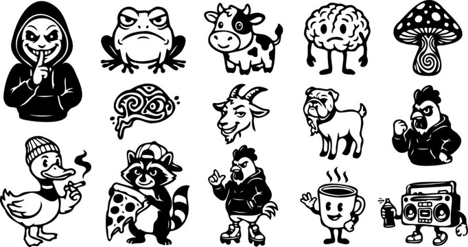 Bold Black Mascot Silhouette Vector Collection