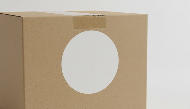 Sticker mockup with white background for logo or design cardboard box packaging