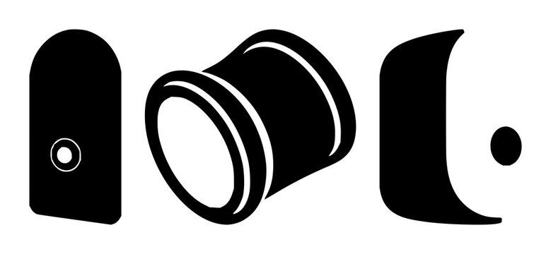 Doorbell set with solid icon on white background featuring doorbell icon, black icon, simple vector with minimalist and line art