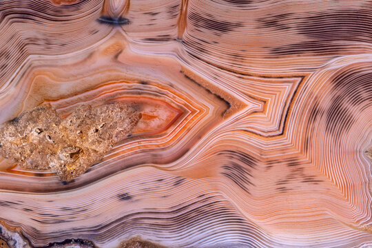 orange, red and brown agate fine structure close-up