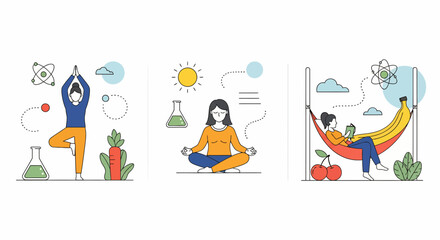 Fototapeta premium Mental health wellness practices with yoga meditation reading for balance healthy lifestyle and peace of mind