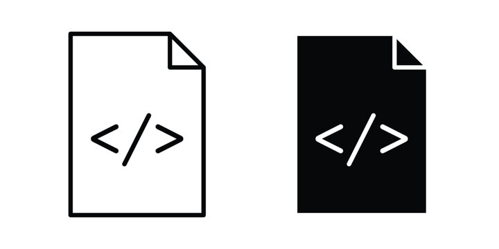 HTML script icon design. Black outline pictogram