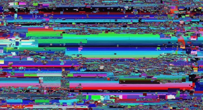 Digital Glitch Abstract Background with Colorful Data Corruption Artifacts