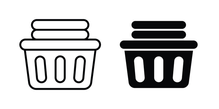 Laundry basket icon design. Black outline pictogram
