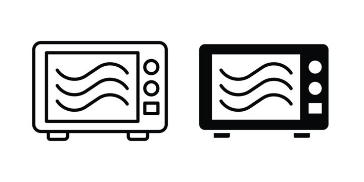 Microwave oven icon design. Black outline pictogram