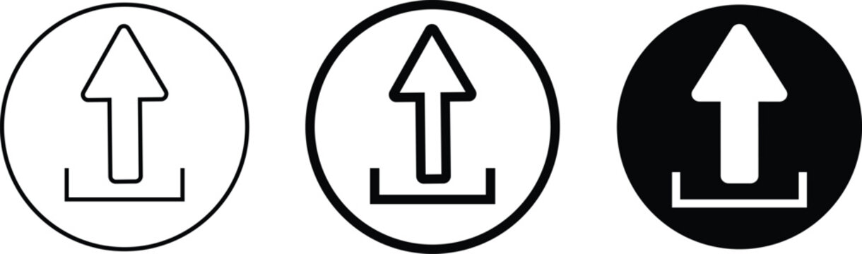 File upload icons.  Arrow markers design.  Document transfer and publish symbols. Content sharing and data export symbol. Upgrade sign.