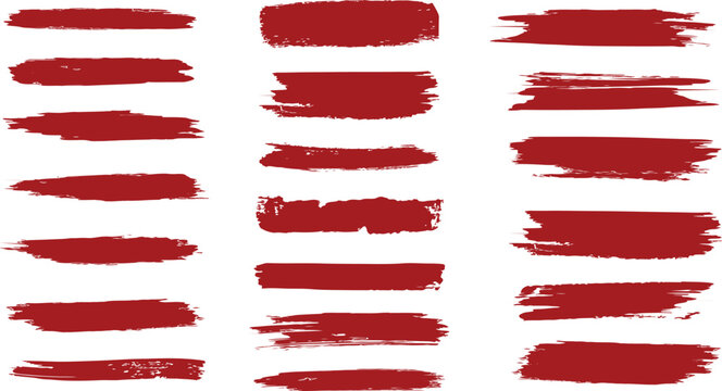 Red brush strokes on white background for design and decoration