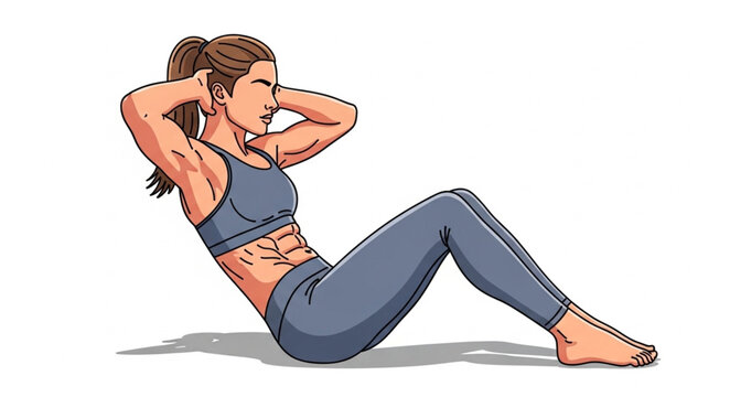 Woman Performing Abdominal Crunches for Fitness.