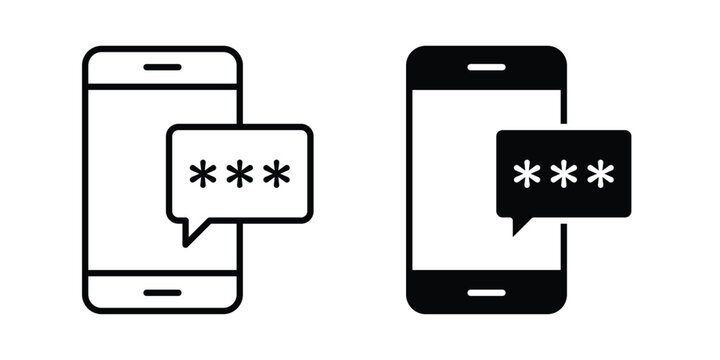 OTP Verification icon design. Black outline pictogram