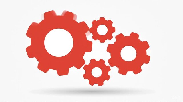 Animated Red Settings Gear Motion Icon on White Background
