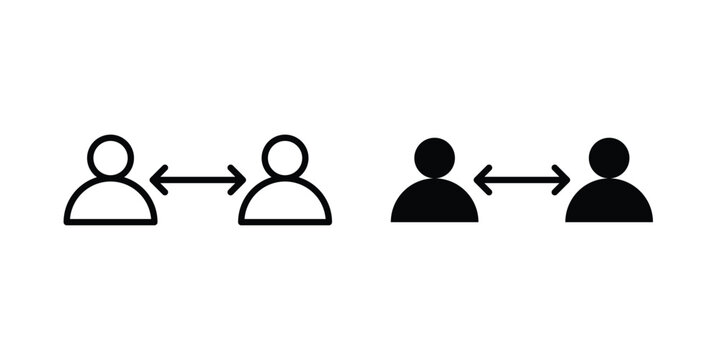 Peer to peer icon design. Black outline pictogram