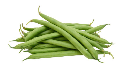 Fototapeta premium Fresh raw green beans pile PNG transparent background isolated clipart