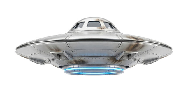 Futuristic alien UFO spaceship saucer PNG transparent background isolated