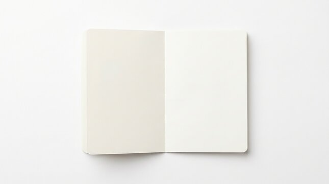 Open blank white passport book on light surface