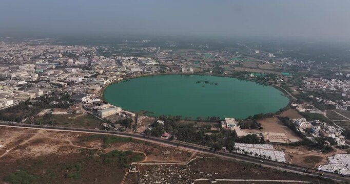 Aerial view of Veraval in the Gir Somnath district of Gujarat, India. Located along the western coast of the Arabian Sea,