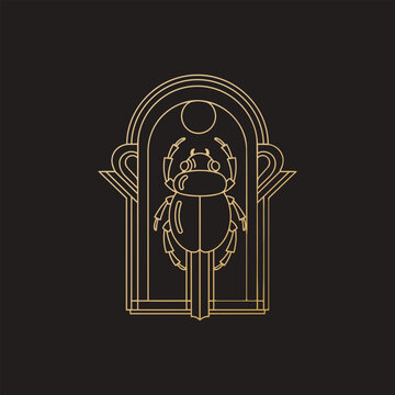 Egyptian Scarab Beetle Vector Illustration with Detailed Wings and Sacred Cultural Symbolism, Factual Ancient History Graphic Isolated on a White Background for Design Projects